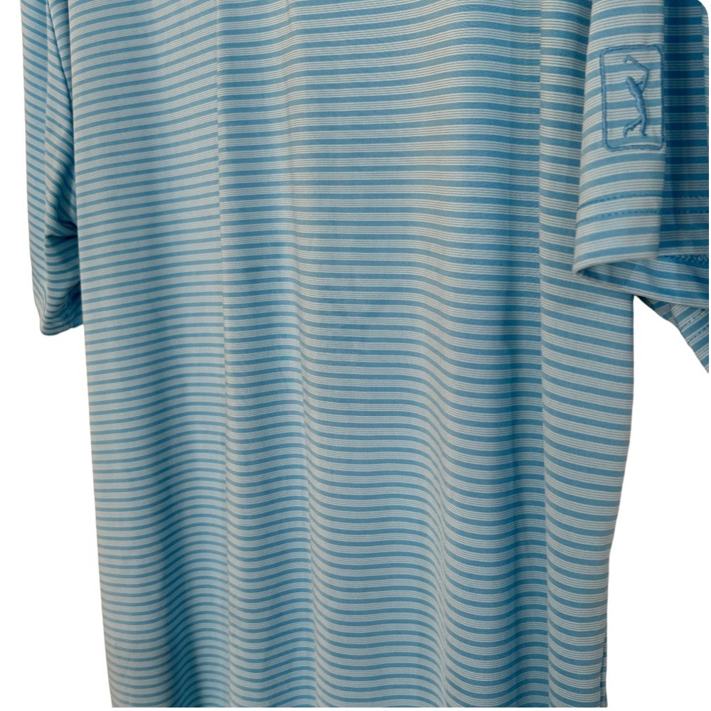 PGA Tour Blue Striped Men's Short Sleeve Golf Polo Button Collar Shirt XXL - Picture 4 of 5